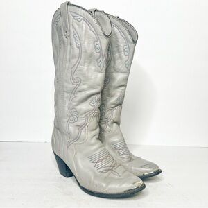 VTG 80’s Acme Gray Heeled Cowboy Cowgirl Western Boots Size 6 Women’s